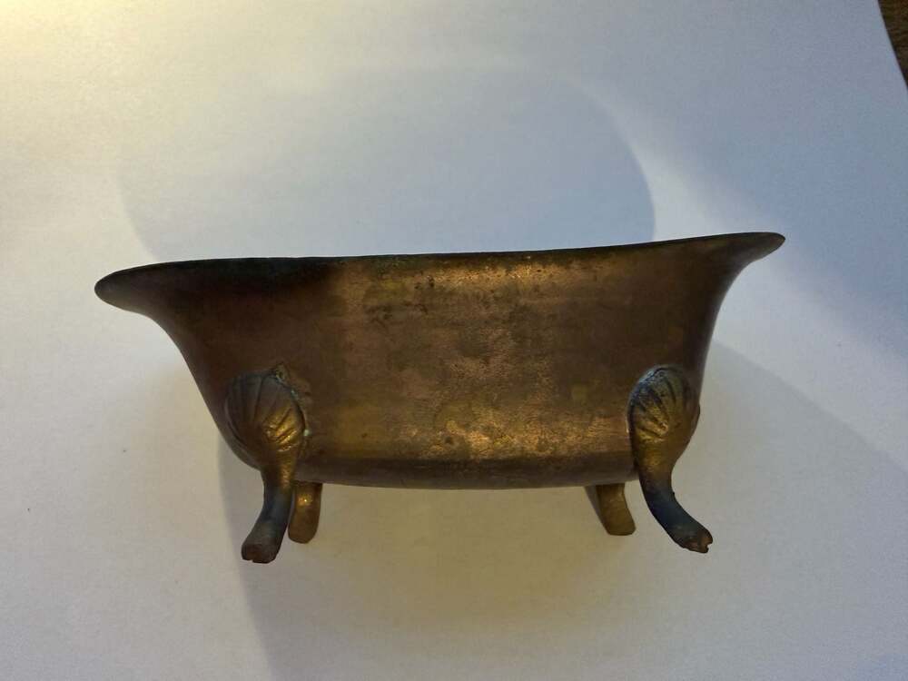 Vintage Brass Bathtub Soap Dish,‎ Office Business Card Holder - ,